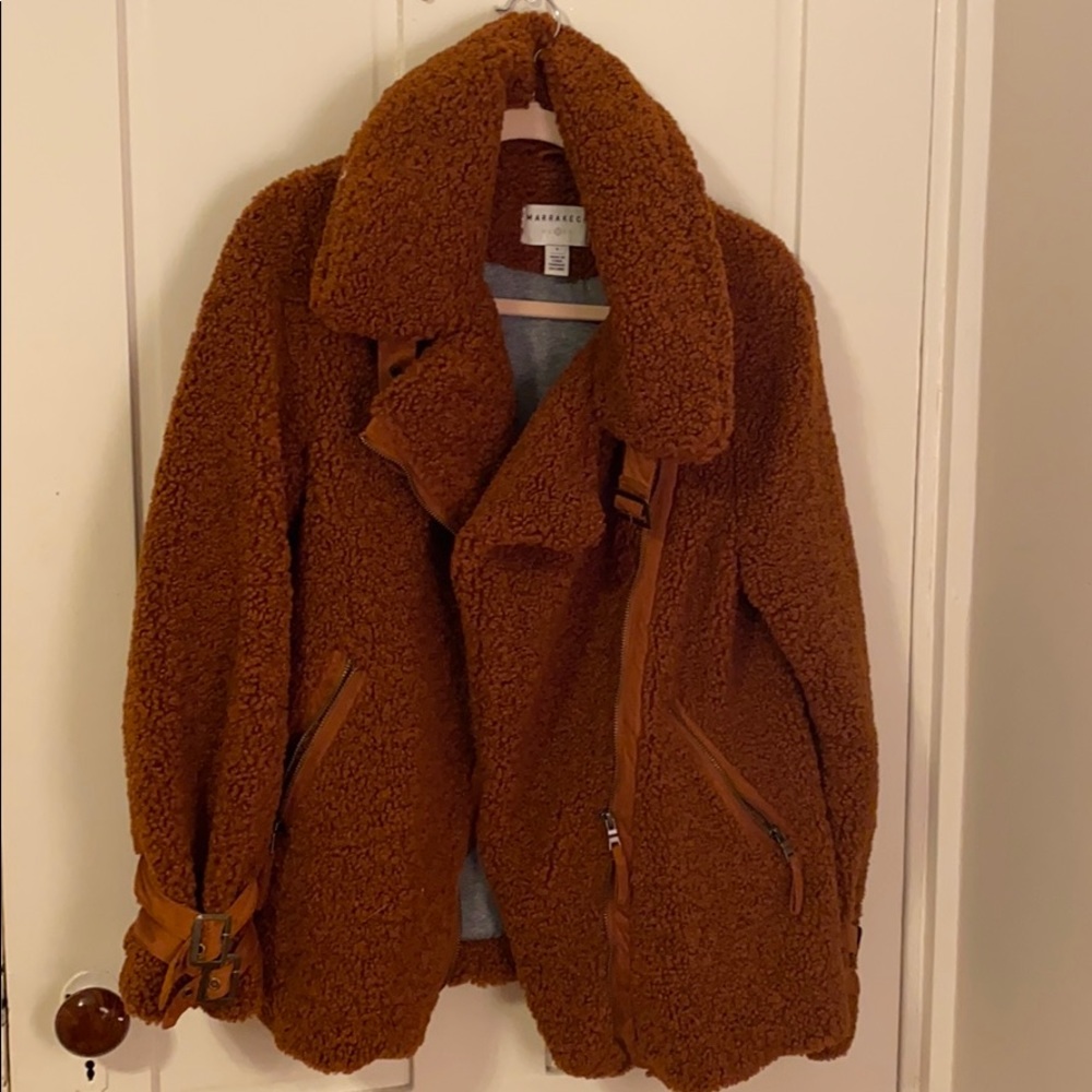 Anthropologie sherpa moto jacket